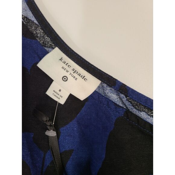 NWT Kate Spade New York Classic Rose Blue Black One Shoulder Jumpsuit Size 8 - Picture 5 of 7